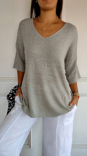 Kit 3 Blusas Luna® em Malha Leve – Decote V Elegante