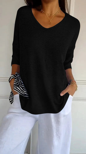 Kit 3 Blusas Luna® em Malha Leve – Decote V Elegante