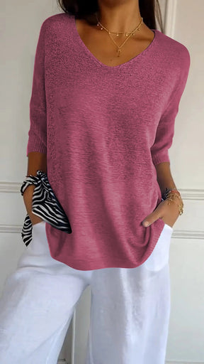 Kit 3 Blusas Luna® em Malha Leve – Decote V Elegante