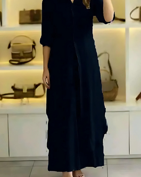 Kit 2 Conjuntos Clara | Chemise Longa + Calça Pantalona em Linho Premium