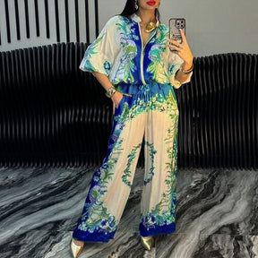 Conjunto Valentina – Leveza e Brilho Acetinado com Toque Cultural